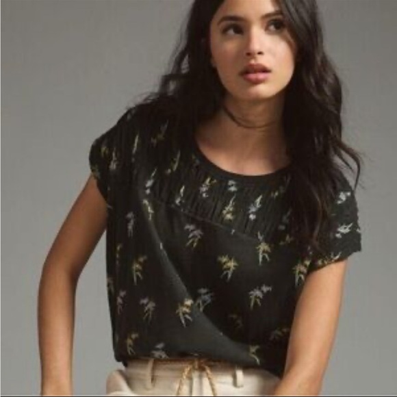 Anthropologie Pilcro Floral Cotton Tee - Picture 1 of 6